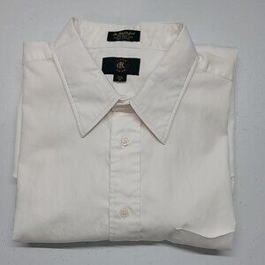 Club Room Pin Point Oxford White Button Up Shirt Men's Size 17.5 35 Cotton READ